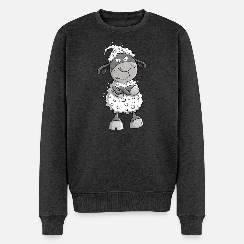 Nö Schaf I Nein Statement Comic Tiermotiv Fun - Männer Premium Bio Pullover - Anthrazit meliert