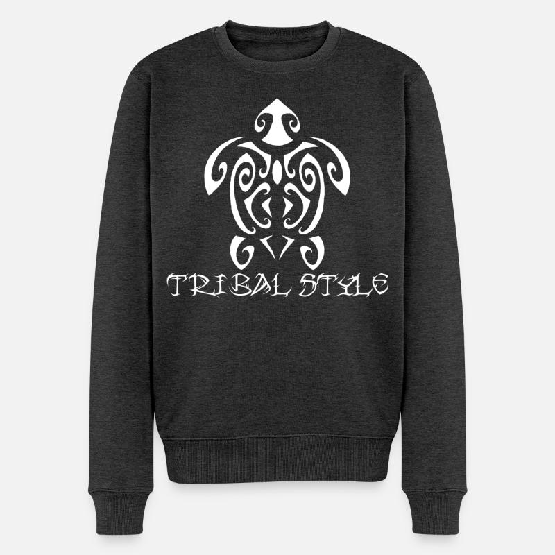Weiße Schildkröte von Polynesien - Männer Premium Bio Pullover - Anthrazit meliert