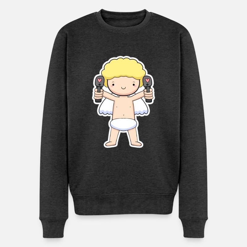 Engel - Männer Premium Bio Pullover - Anthrazit meliert