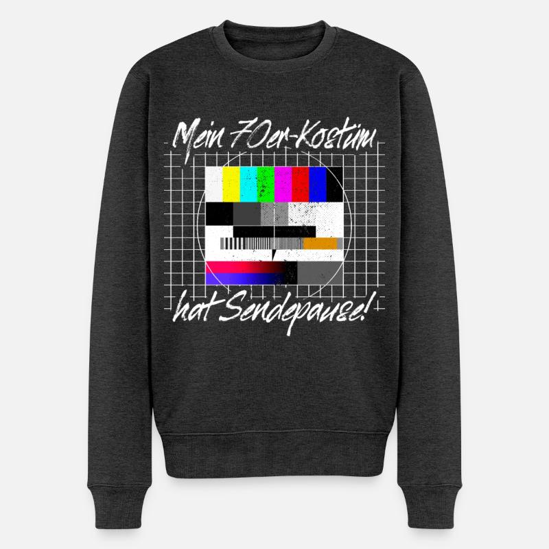 70er Jahre Kostüm Sendepause Testbild 70s Party - Männer Premium Bio Pullover - Anthrazit meliert
