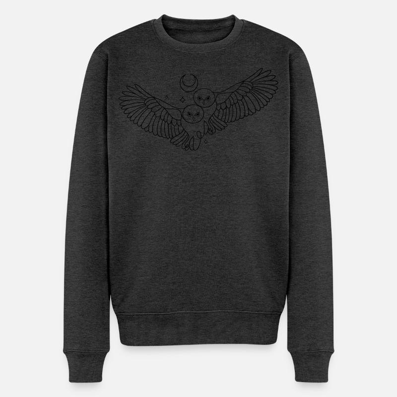 Eule Eulen Mond Liebe Infinity - Männer Premium Bio Pullover - Anthrazit meliert
