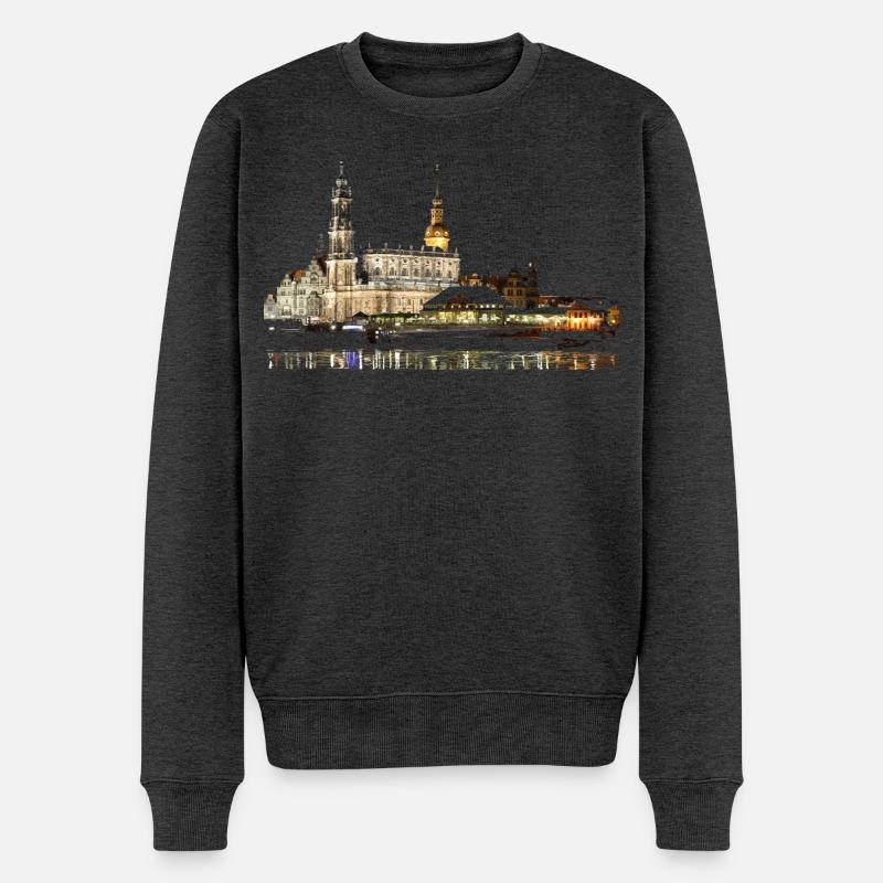 Dresden - Männer Premium Bio Pullover - Anthrazit meliert