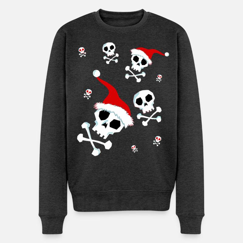 Crâne de Noël Santa Skull - Pull Premium bio Homme - anthracite chiné