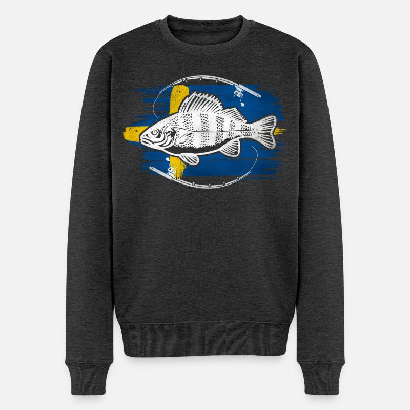 Schweden Angeln Barsch - Männer Premium Bio Pullover - Anthrazit meliert