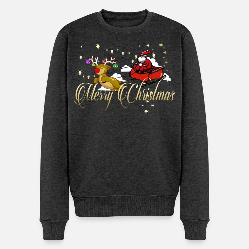 Frohe Weihnachten - Männer Premium Bio Pullover - Anthrazit meliert