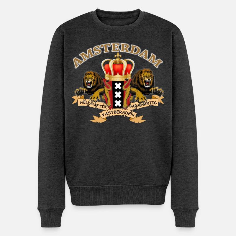 Wappen Amsterdam springende Löwen - Männer Premium Bio Pullover - Anthrazit meliert