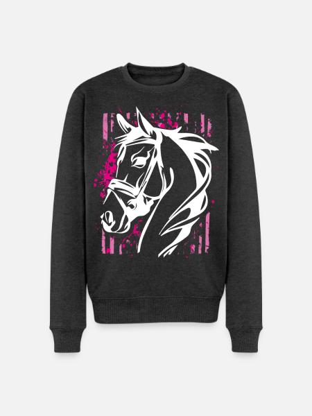 Graffiti-Stil Pferd mit Pinkem Farbsplash - Männer Premium Bio Pullover - Anthrazit meliert