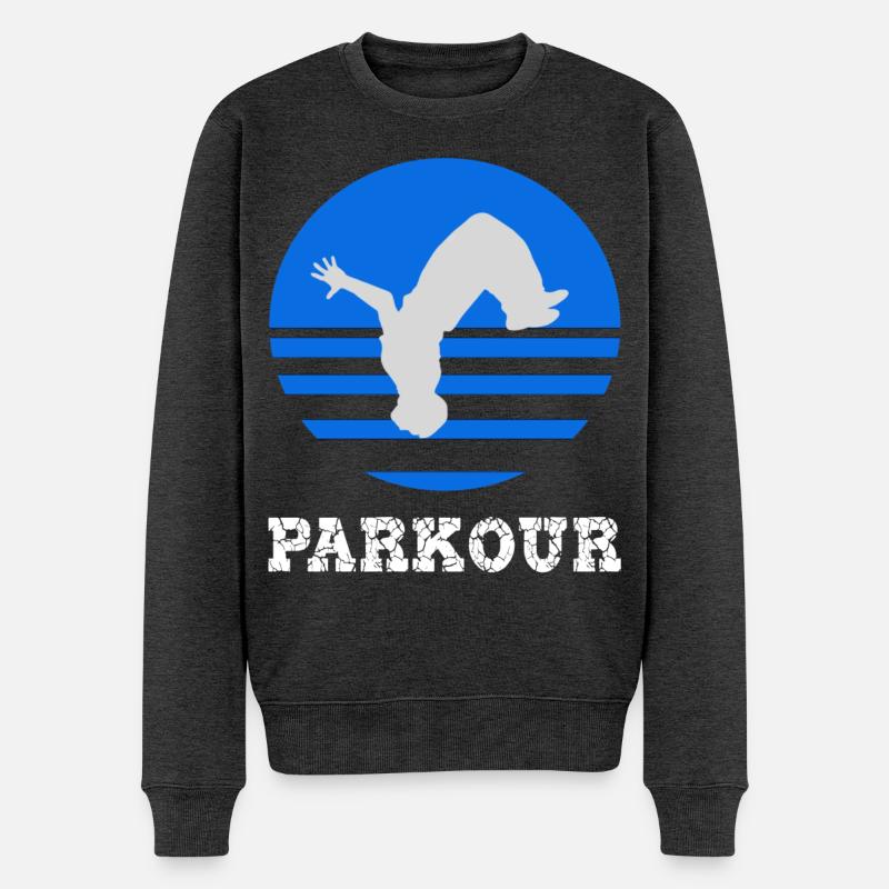 parkour - Männer Premium Bio Pullover - Anthrazit meliert