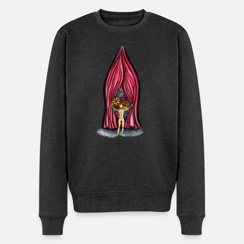 Überraschungsvulva - Männer Premium Bio Pullover - Anthrazit meliert