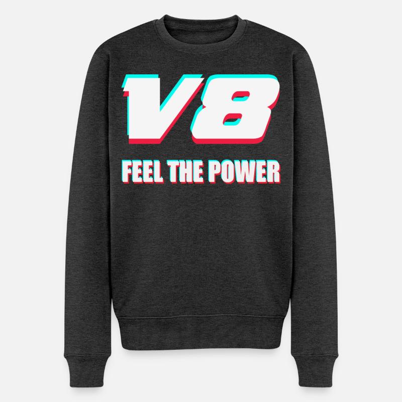 V8 - Männer Premium Bio Pullover - Anthrazit meliert
