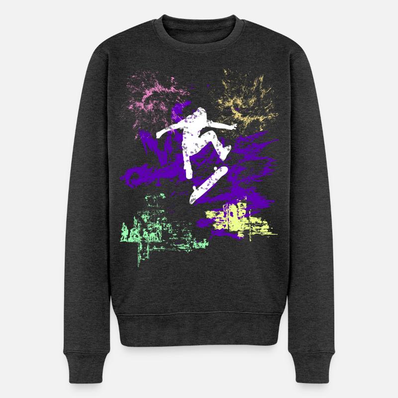 Skater - Männer Premium Bio Pullover - Anthrazit meliert