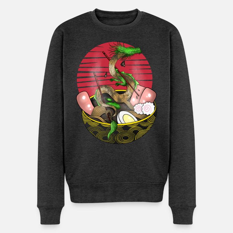 Drachen ramen - Männer Premium Bio Pullover - Anthrazit meliert