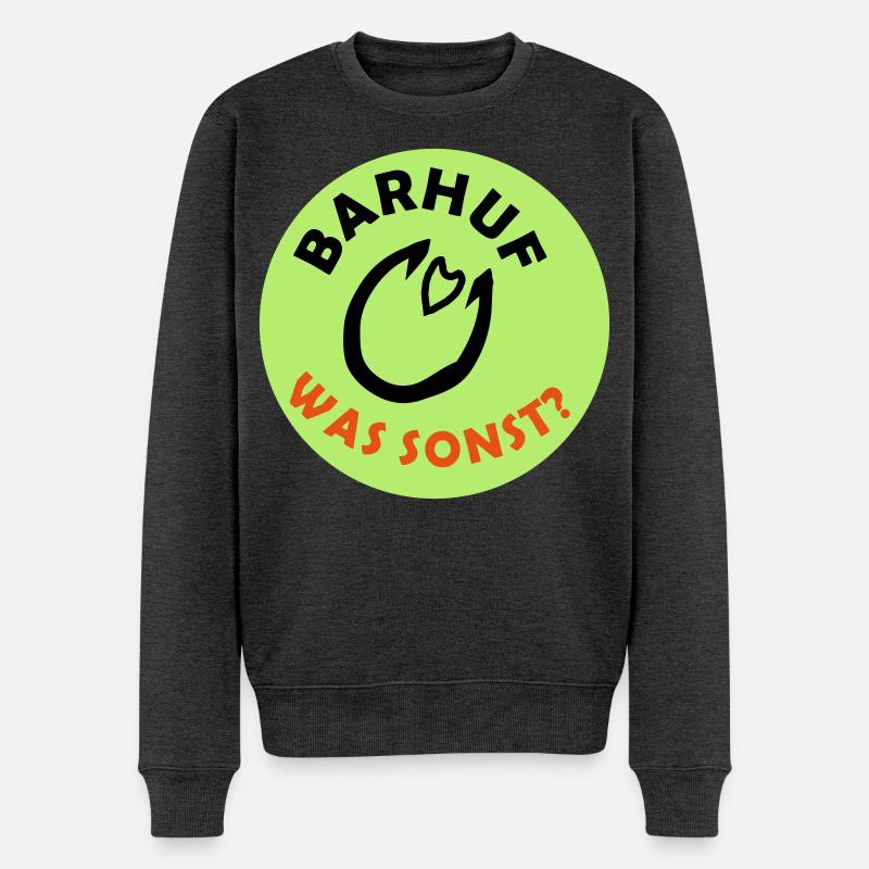 Barhuf Statement Hufe Pferd - Männer Premium Bio Pullover - Anthrazit meliert
