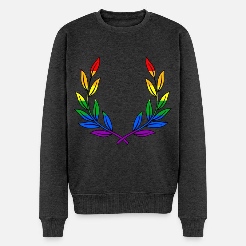 LGBT Gay Pride Lorbeerkranz Partnerschaft Paar - Männer Premium Bio Pullover - Anthrazit meliert