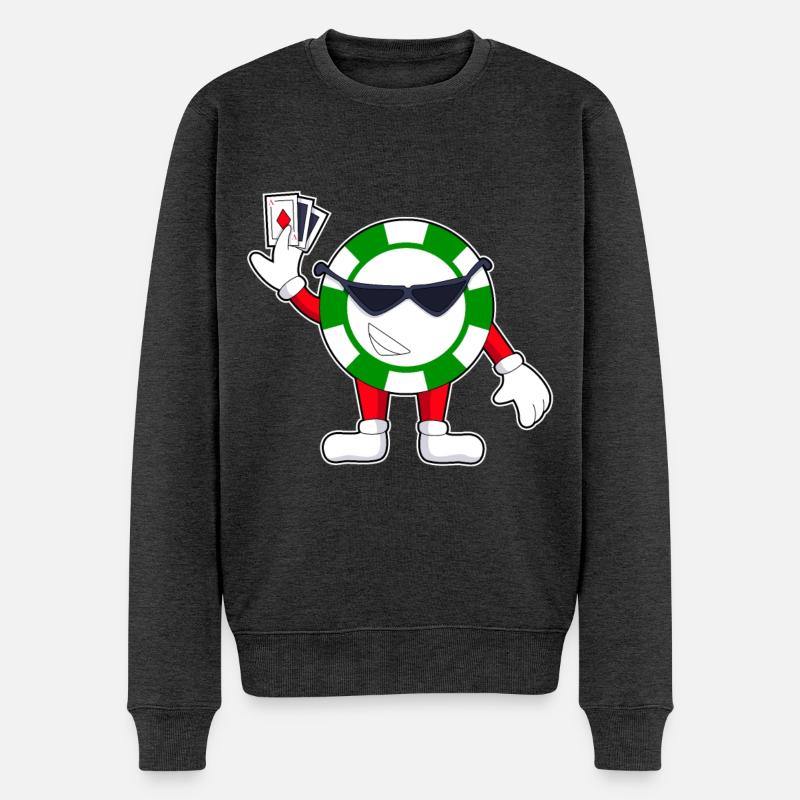Poker Pokerchips Pokerkarten - Männer Premium Bio Pullover - Anthrazit meliert