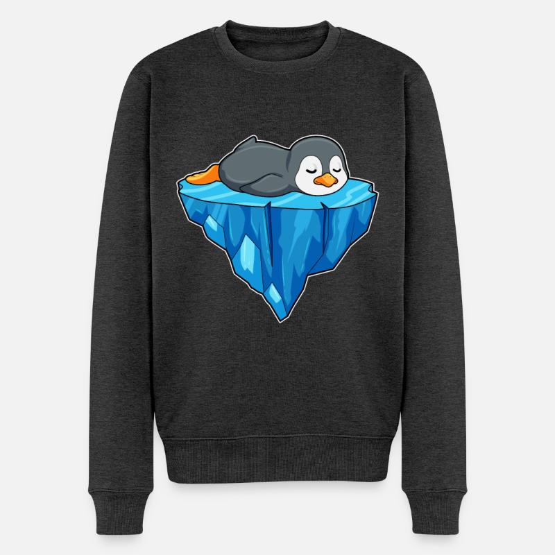 Pinguin auf Eisscholle - Männer Premium Bio Pullover - Anthrazit meliert