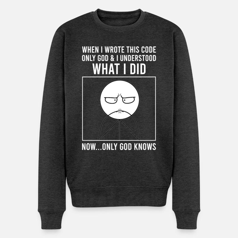 Programmierer Informatiker Softwareentwickler Meme - Männer Premium Bio Pullover - Anthrazit meliert