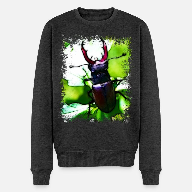 Hirschkäfer - Männer Premium Bio Pullover - Anthrazit meliert