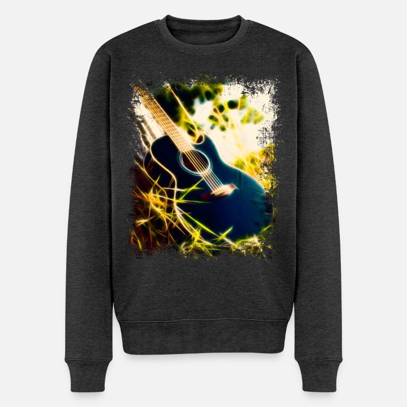 Gitarre im Gras - Männer Premium Bio Pullover - Anthrazit meliert