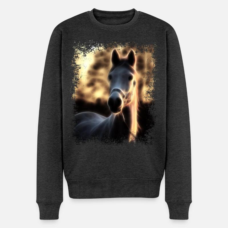 Pferd Goldener Schimmel - Männer Premium Bio Pullover - Anthrazit meliert