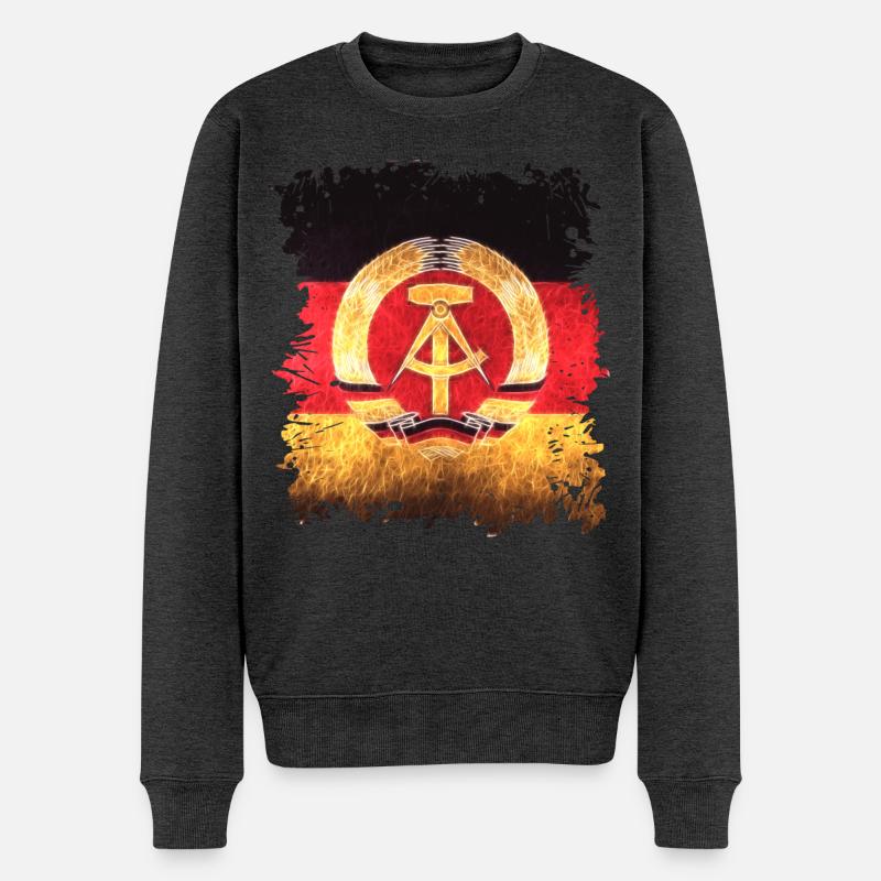 DDR Flagge - Männer Premium Bio Pullover - Anthrazit meliert