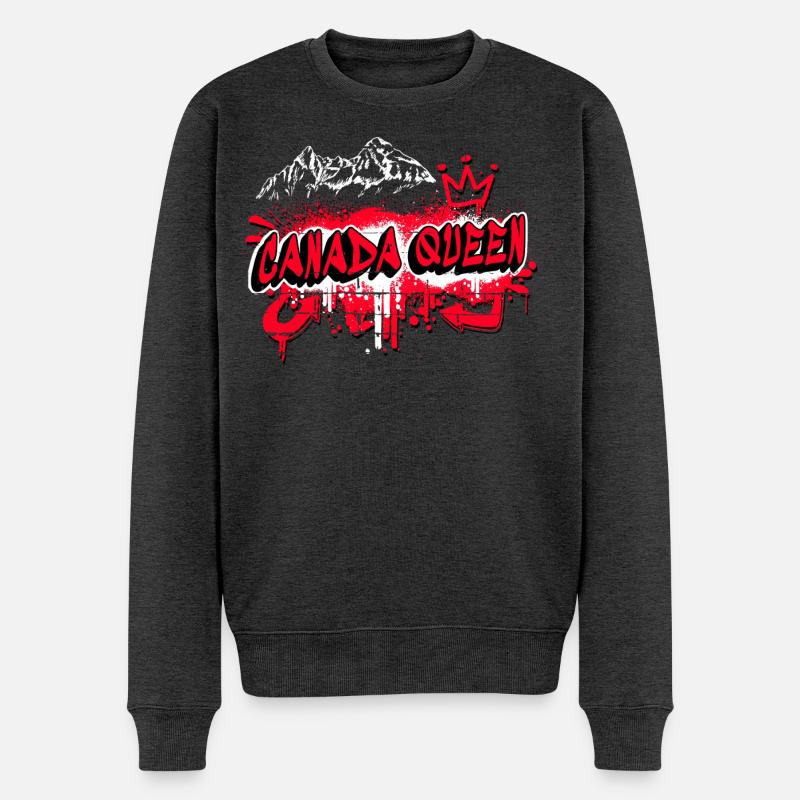 Canada Queen Drapeaux Graffiti Design - Pull Premium bio Homme - anthracite chiné