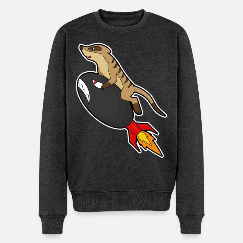 Erdmännchen Rakete - Männer Premium Bio Pullover - Anthrazit meliert