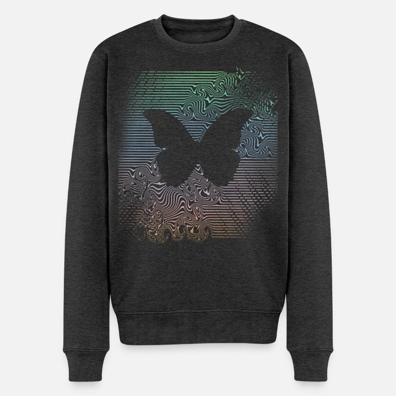 Schmetterling - Männer Premium Bio Pullover - Anthrazit meliert