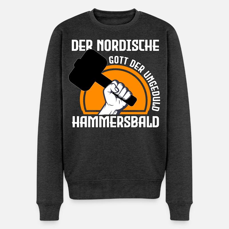 Nordischer Gott der Ungeduld - Männer Premium Bio Pullover - Anthrazit meliert