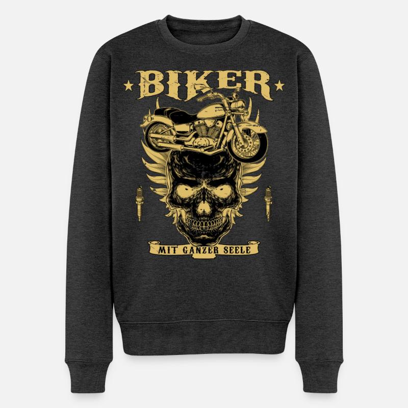 Motorradfahrer - Männer Premium Bio Pullover - Anthrazit meliert