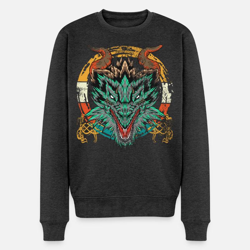 Drache, Drachen, asiatischer Drache - Männer Premium Bio Pullover - Anthrazit meliert