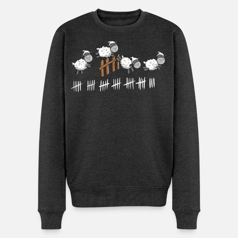 Schafe Zählen I Schäfchen Gute Nacht Design - Männer Premium Bio Pullover - Anthrazit meliert