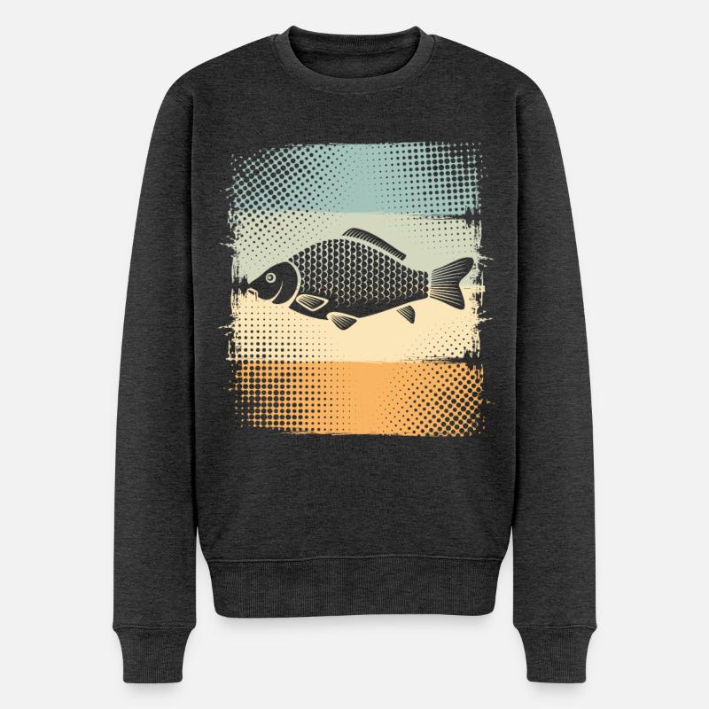 Karpfen - Männer Premium Bio Pullover - Anthrazit meliert