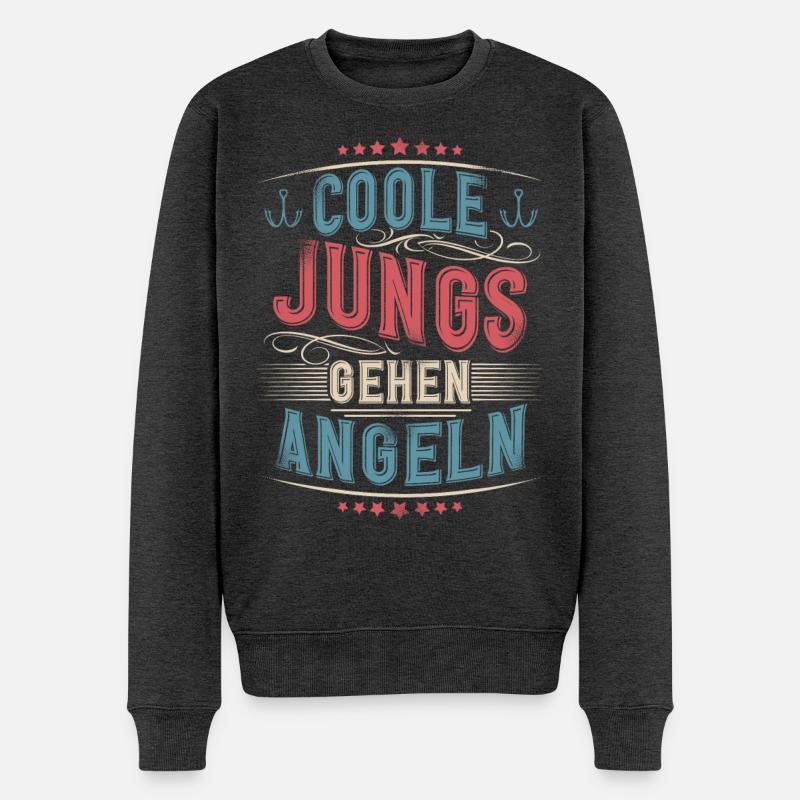 Angeln Angler Jungs Cool - Männer Premium Bio Pullover - Anthrazit meliert