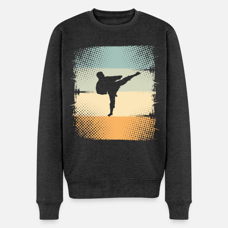 Karate - Männer Premium Bio Pullover - Anthrazit meliert