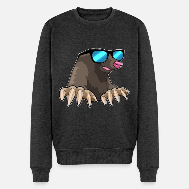 Maulwurf mit Sonnenbrille - Männer Premium Bio Pullover - Anthrazit meliert