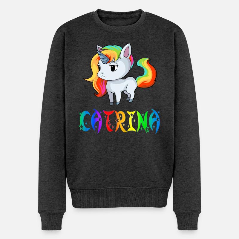 Einhorn Catrina - Männer Premium Bio Pullover - Anthrazit meliert
