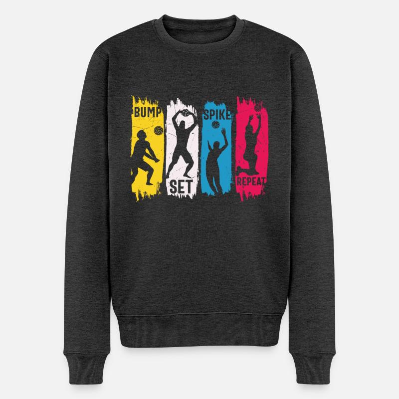 Volleyball Bump Set Spike Wiederholung - Männer Premium Bio Pullover - Anthrazit meliert