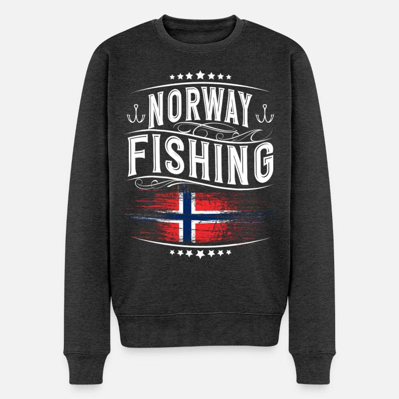 Norwegen Angeln Angler - Männer Premium Bio Pullover - Anthrazit meliert