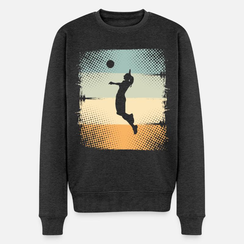Volleyball - Männer Premium Bio Pullover - Anthrazit meliert