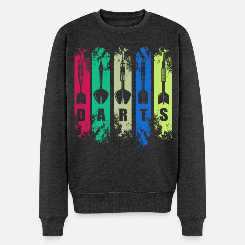 Vintage Dart Dartpfeil logo - Männer Premium Bio Pullover - Anthrazit meliert