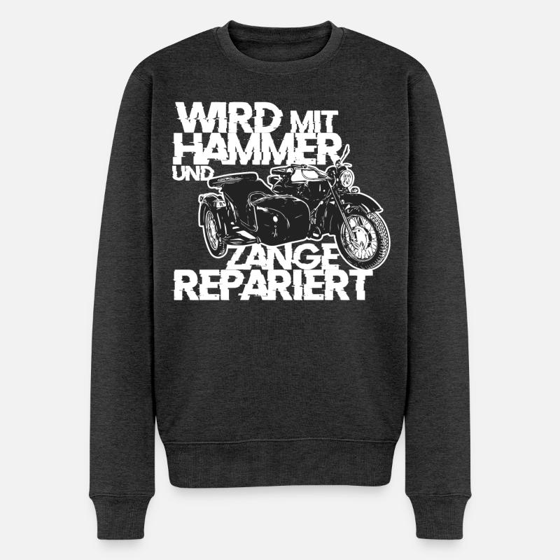 Ural M72 - Wird mit Hammer und Zange repariert - Männer Premium Bio Pullover - Anthrazit meliert