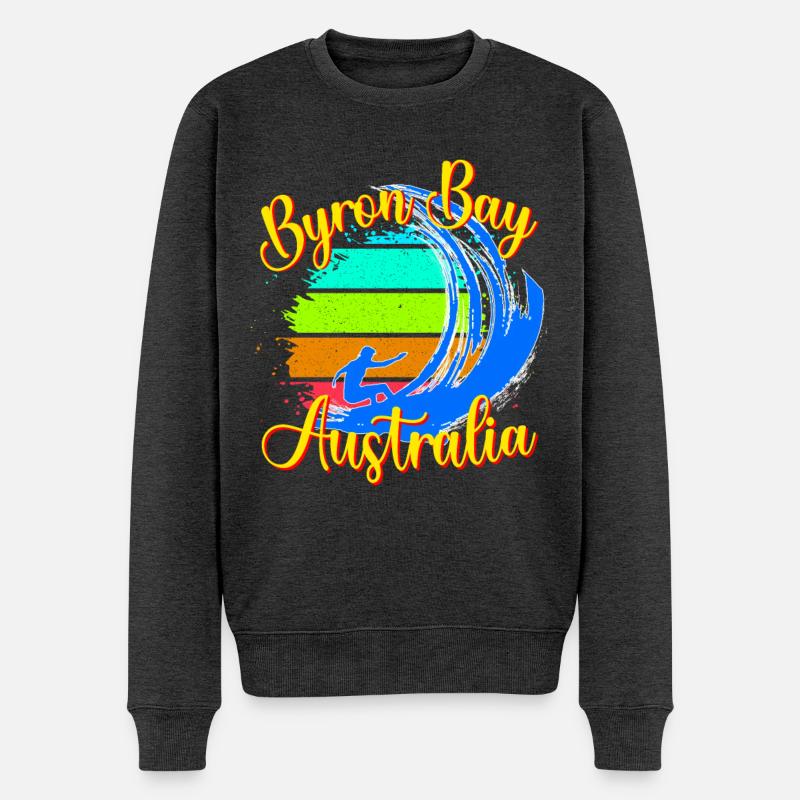 Byron Bay Australien Surfen - Männer Premium Bio Pullover - Anthrazit meliert