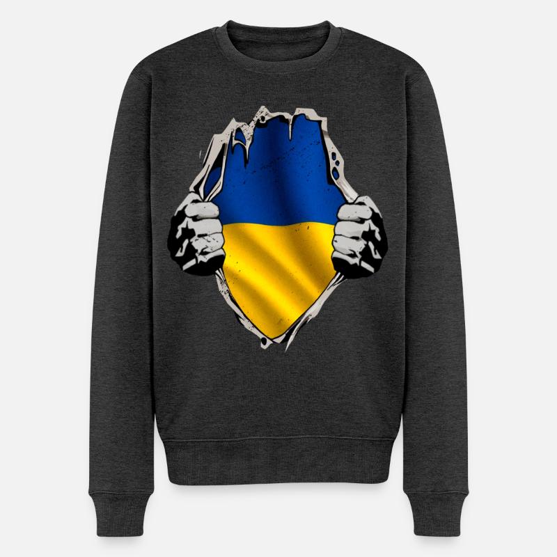 Ukraine - Männer Premium Bio Pullover - Anthrazit meliert