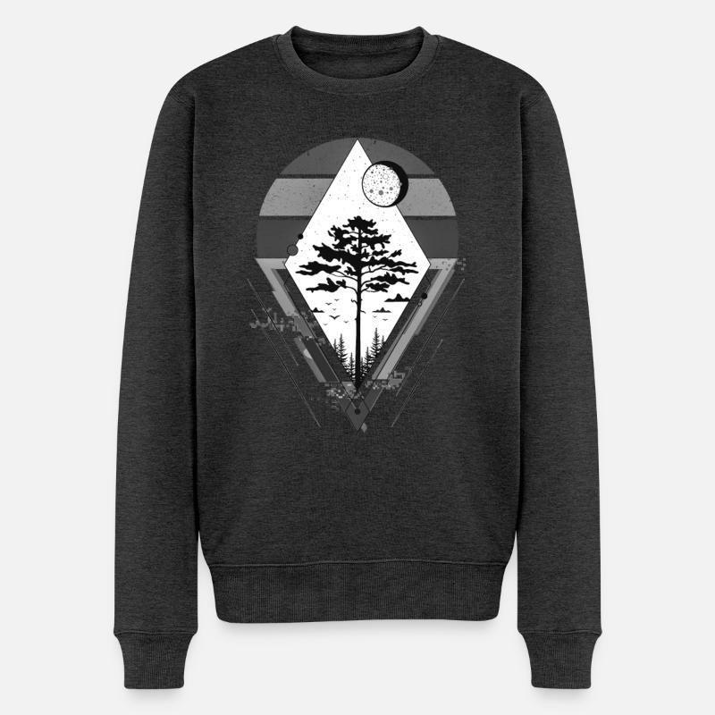 Mystischer Baum Heilige Geometrie - Männer Premium Bio Pullover - Anthrazit meliert