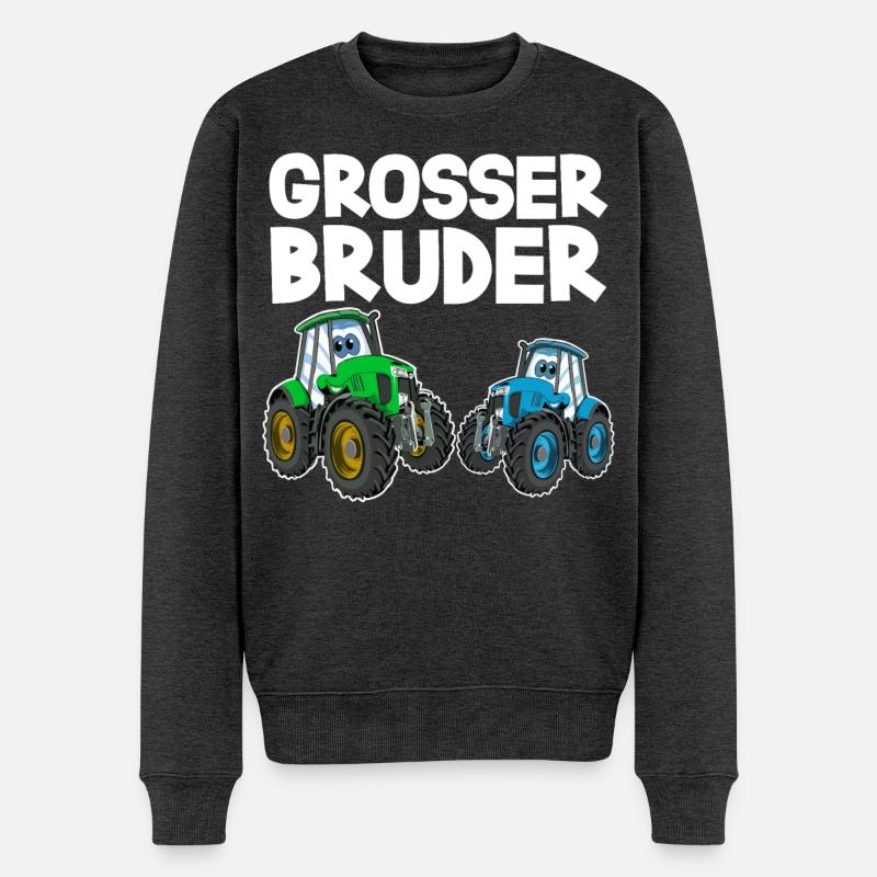 Grosser Bruder Traktor - Männer Premium Bio Pullover - Anthrazit meliert