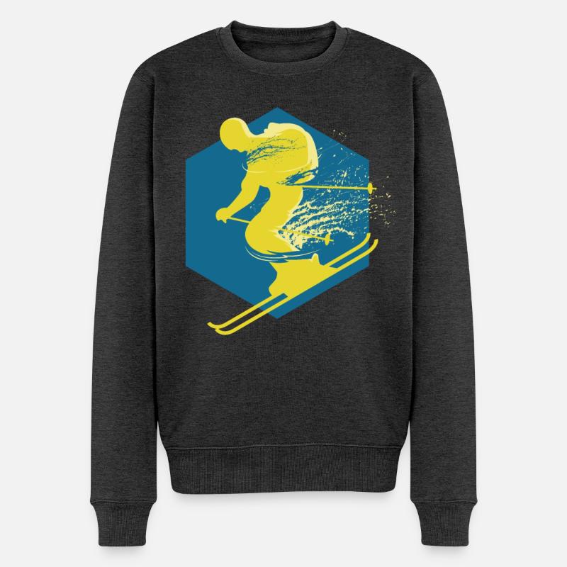 Skifahrer - Männer Premium Bio Pullover - Anthrazit meliert