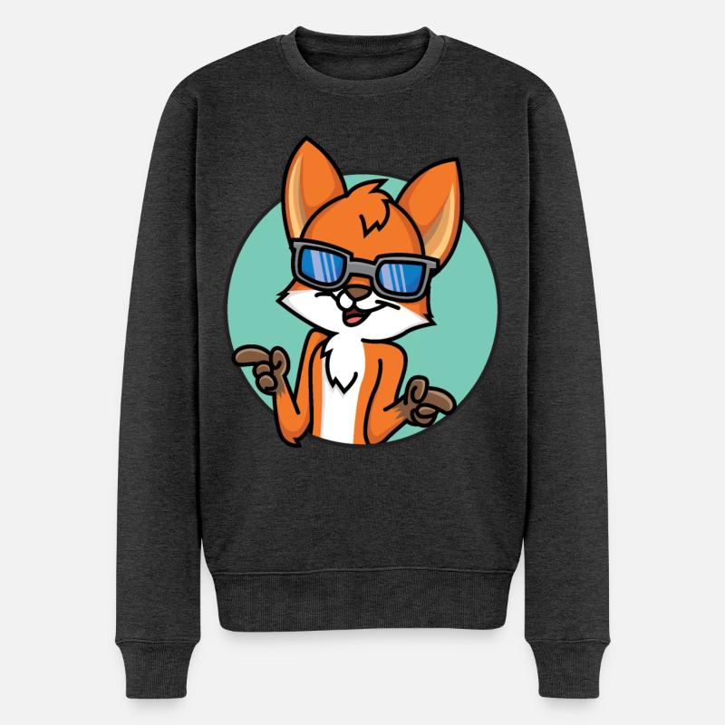 Lustiger Fuchs - Männer Premium Bio Pullover - Anthrazit meliert
