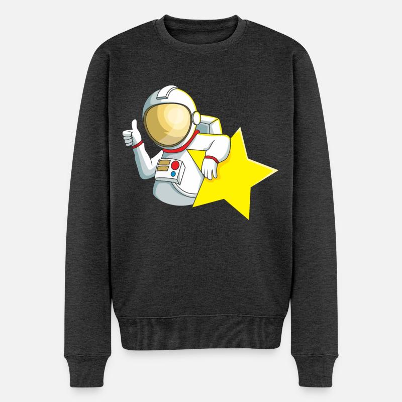 Astronauten Stern - Männer Premium Bio Pullover - Anthrazit meliert