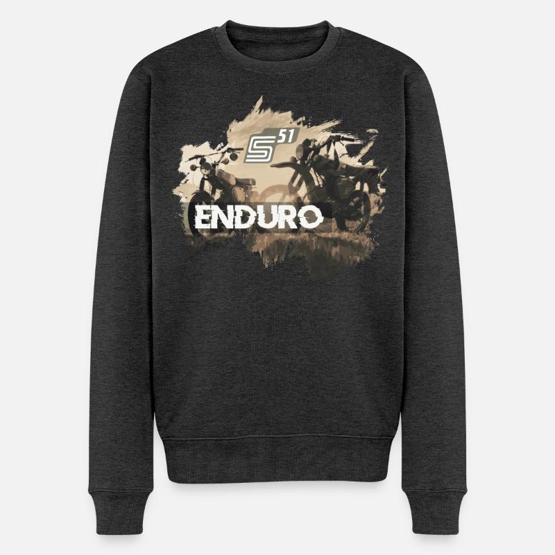 2 Enduro S51 im Sonnenuntergang - Männer Premium Bio Pullover - Anthrazit meliert
